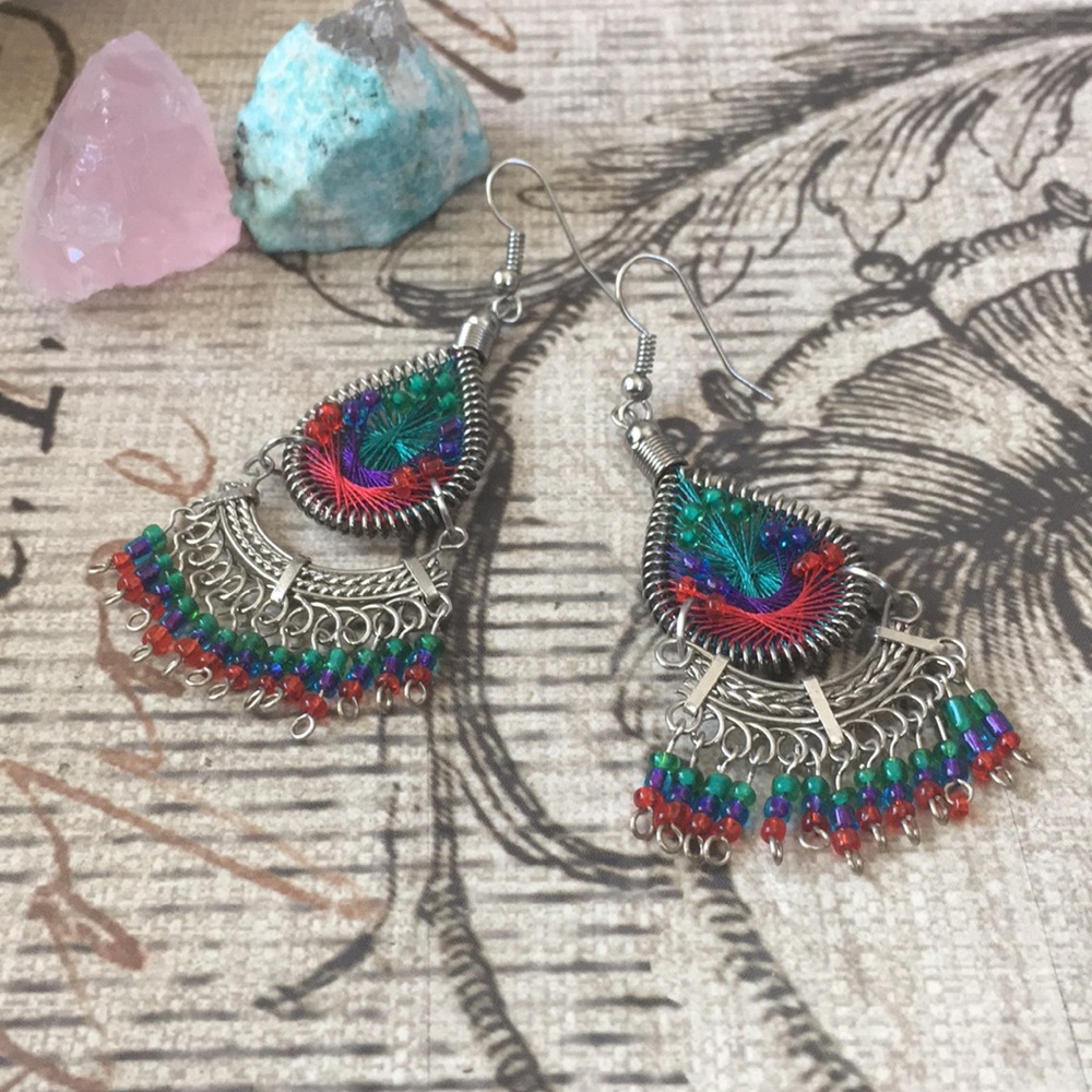 Hand Wrapped & Beaded Earrings - Picture 4 of 8